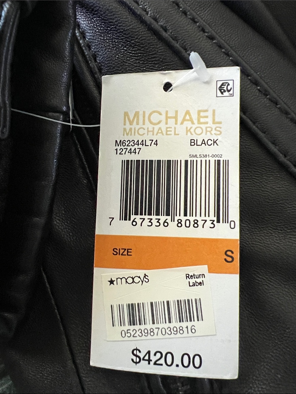 Michael Kors Black Leather Asymmetrical Zip Moto Jacket Size S - Picture 12 of 12